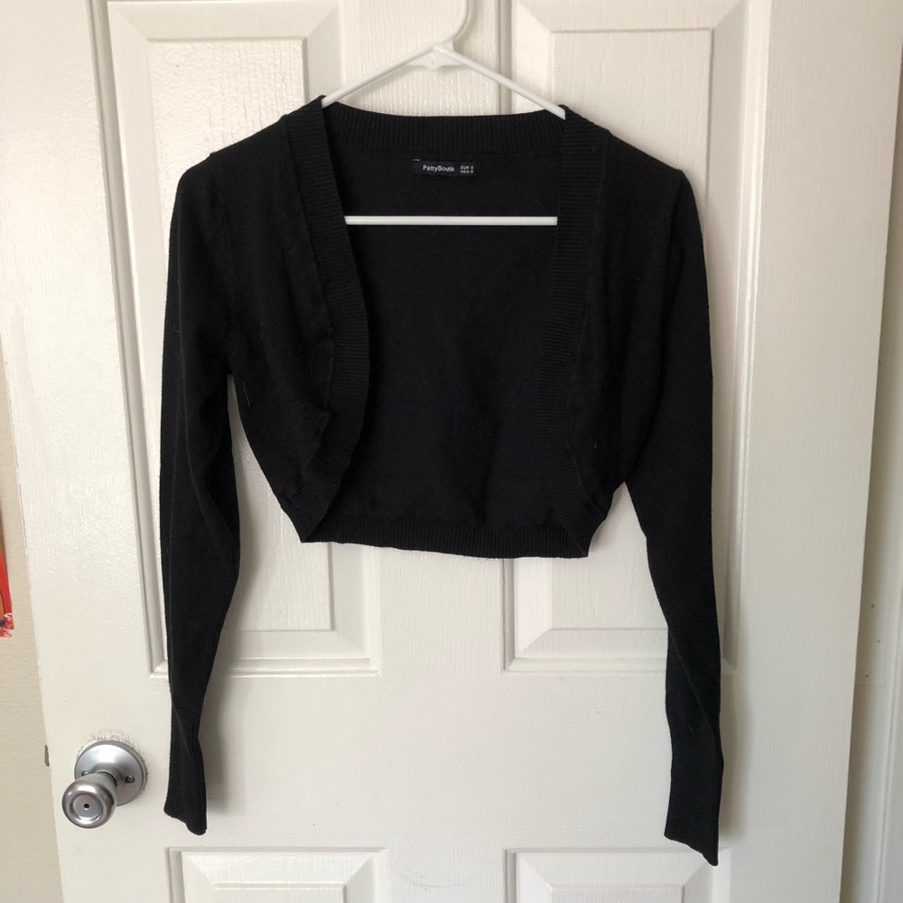 Black Cropped Shrug Knit Cardigan